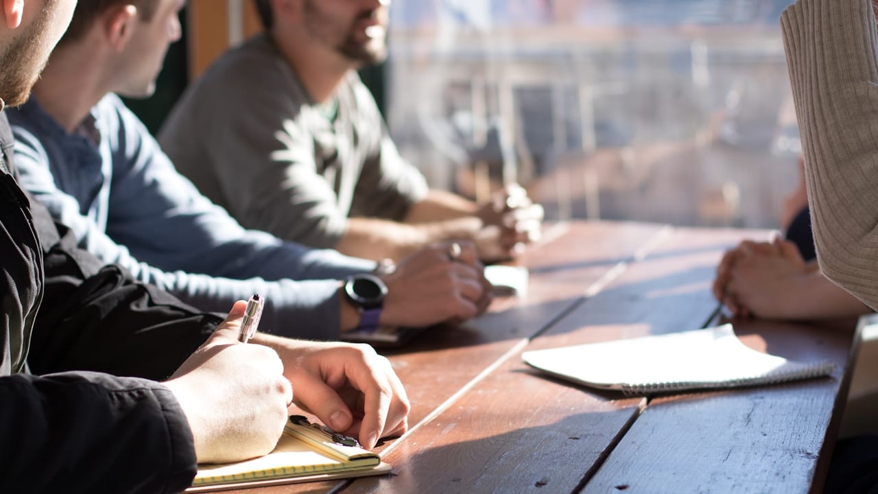 Founders pitching in a business meeting