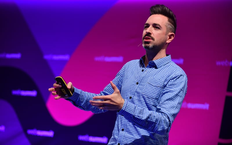 Rand Fishkin speaking on the PandaConf stage at Web Summit 2017